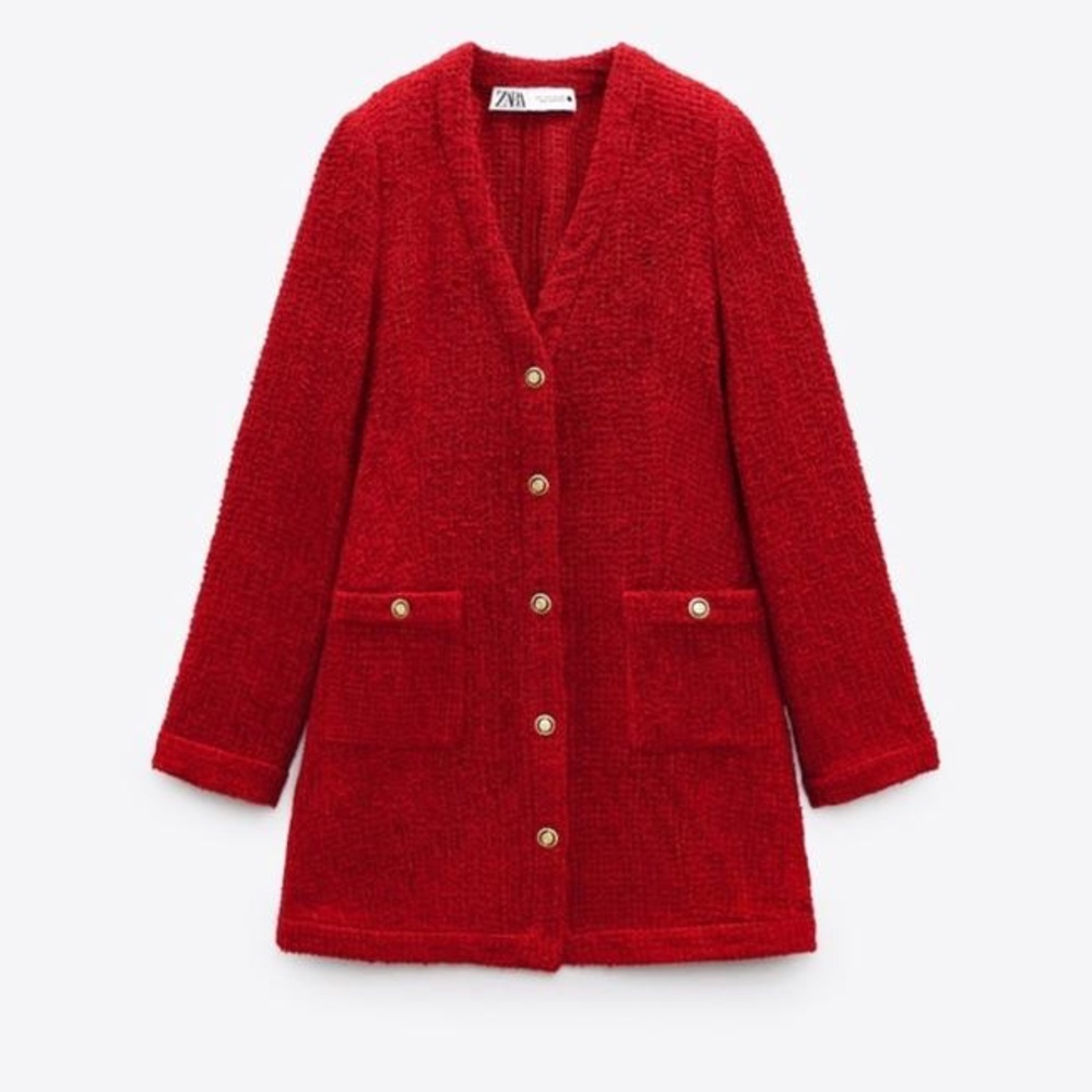 Blogger Red Zara Tweed Dress